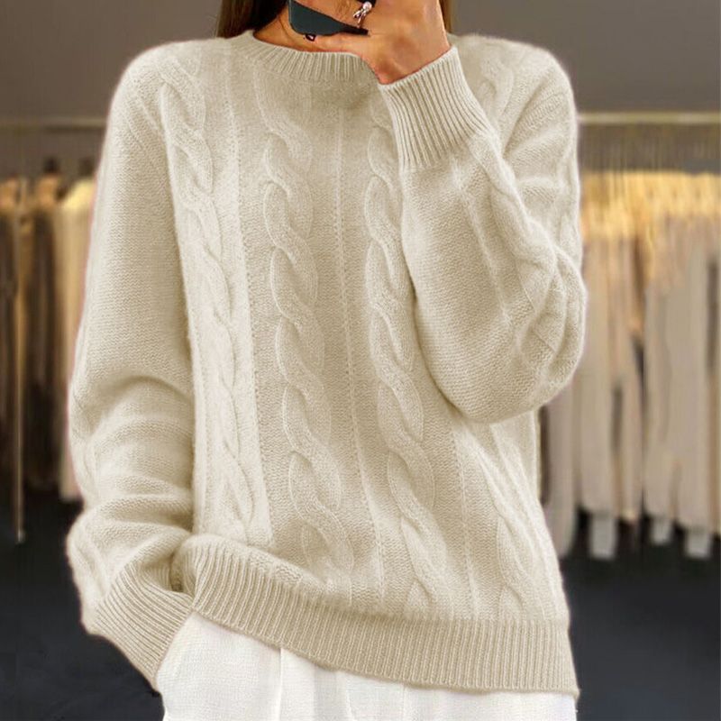 Corabel | Women's Cable Knit Pullover Sweater — Classic Crew Neck in 5 Colors S–XL | Westmere