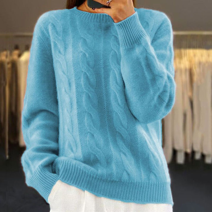 Corabel | Women's Cable Knit Pullover Sweater — Classic Crew Neck in 5 Colors S–XL | Westmere