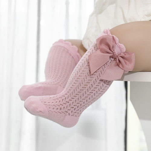 Bow-Accent Cotton Baby Socks for Infants & Toddlers