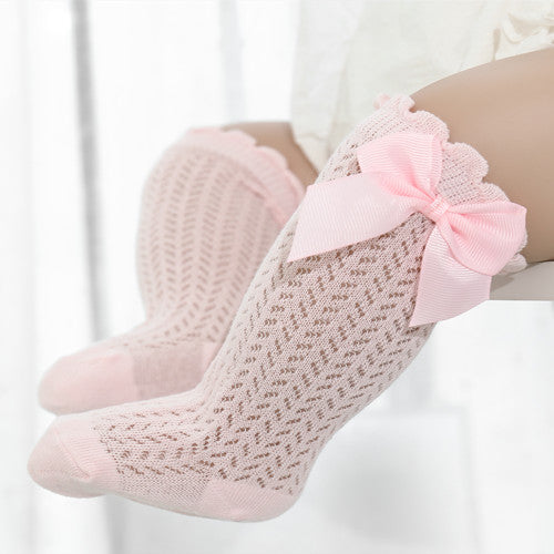 Bow-Accent Cotton Baby Socks for Infants & Toddlers