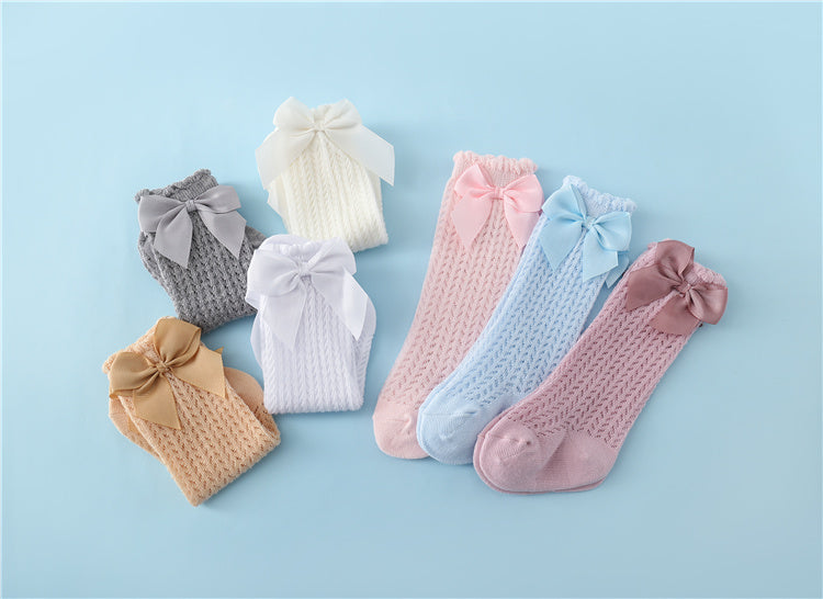 Bow-Accent Cotton Baby Socks for Infants & Toddlers