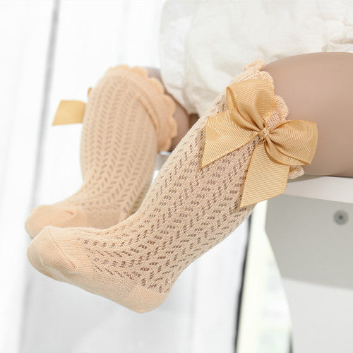 Bow-Accent Cotton Baby Socks for Infants & Toddlers