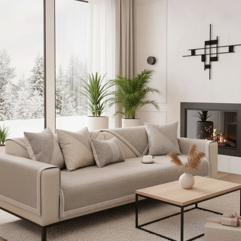 Premium Non-Slip Cotton-Linen Sofa Cover - Furniture Protector Throw