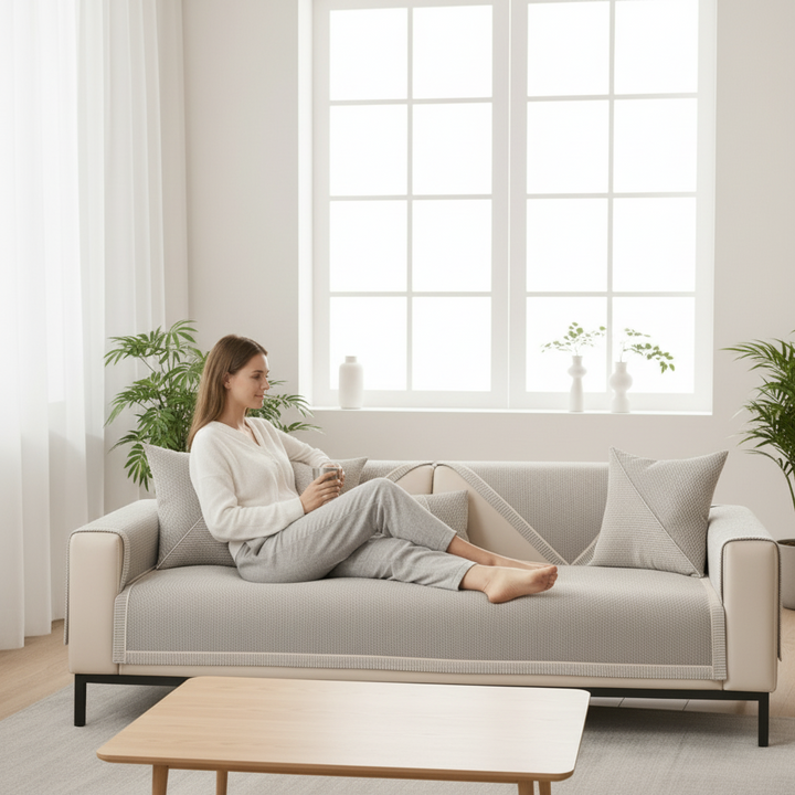 Premium Non-Slip Cotton-Linen Sofa Cover - Furniture Protector Throw
