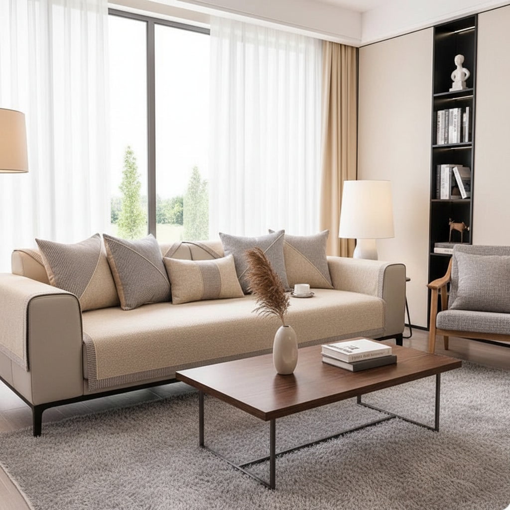Premium Non-Slip Cotton-Linen Sofa Cover - Furniture Protector Throw