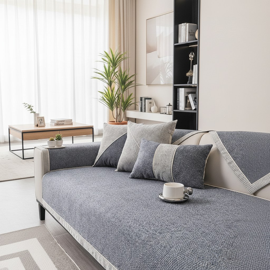 Premium Non-Slip Cotton-Linen Sofa Cover - Furniture Protector Throw