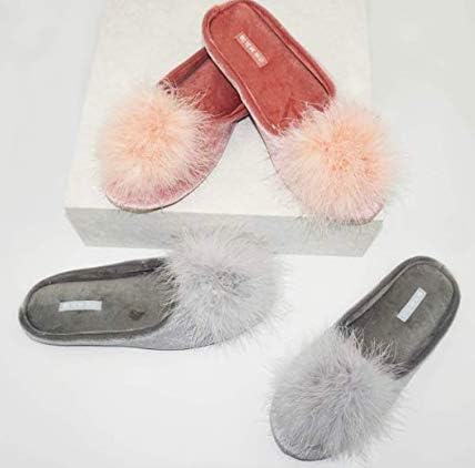 Premium Velvet Memory Foam Slip-On Slippers with Pom-Pom Details
