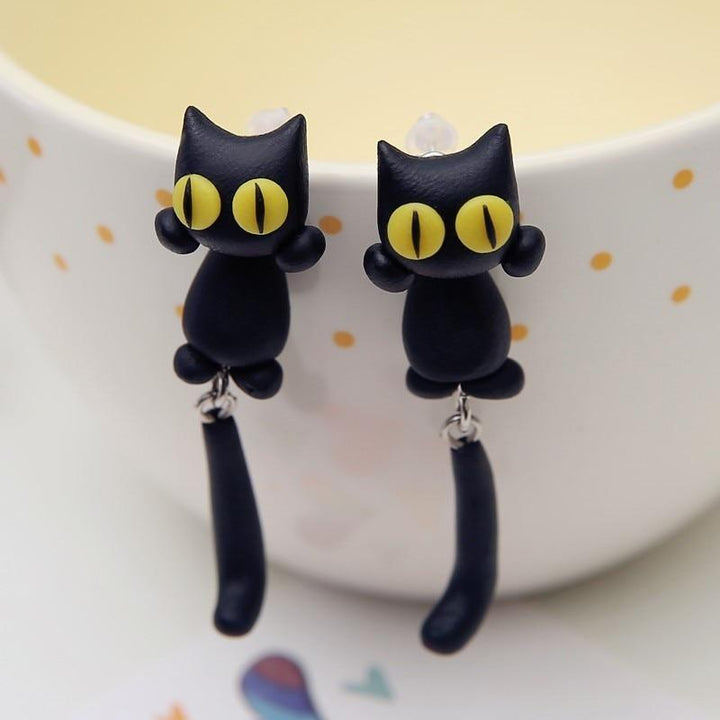 Feline Paw Print Stud Earrings - Cute Cat Lover Jewelry