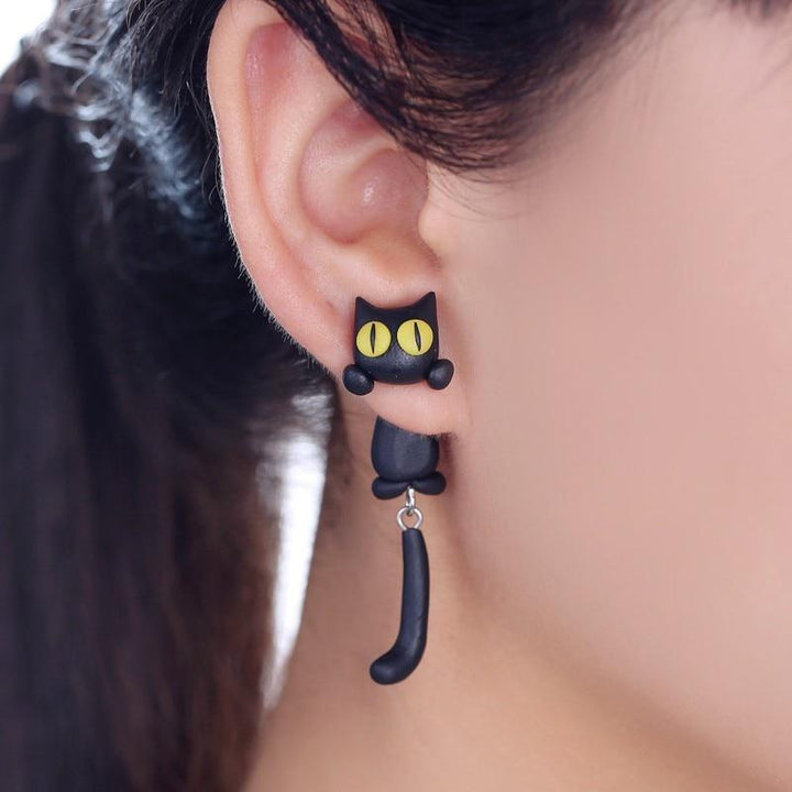 Feline Paw Print Stud Earrings - Cute Cat Lover Jewelry
