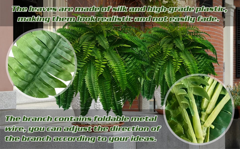 EverVerde UV-Resistant Artificial Boston Fern Set of 18