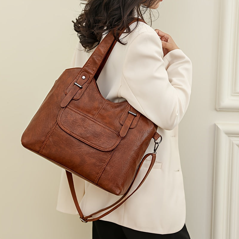 Solene – Large Vegan Cowhide Tote Bag, Shoulder Bag