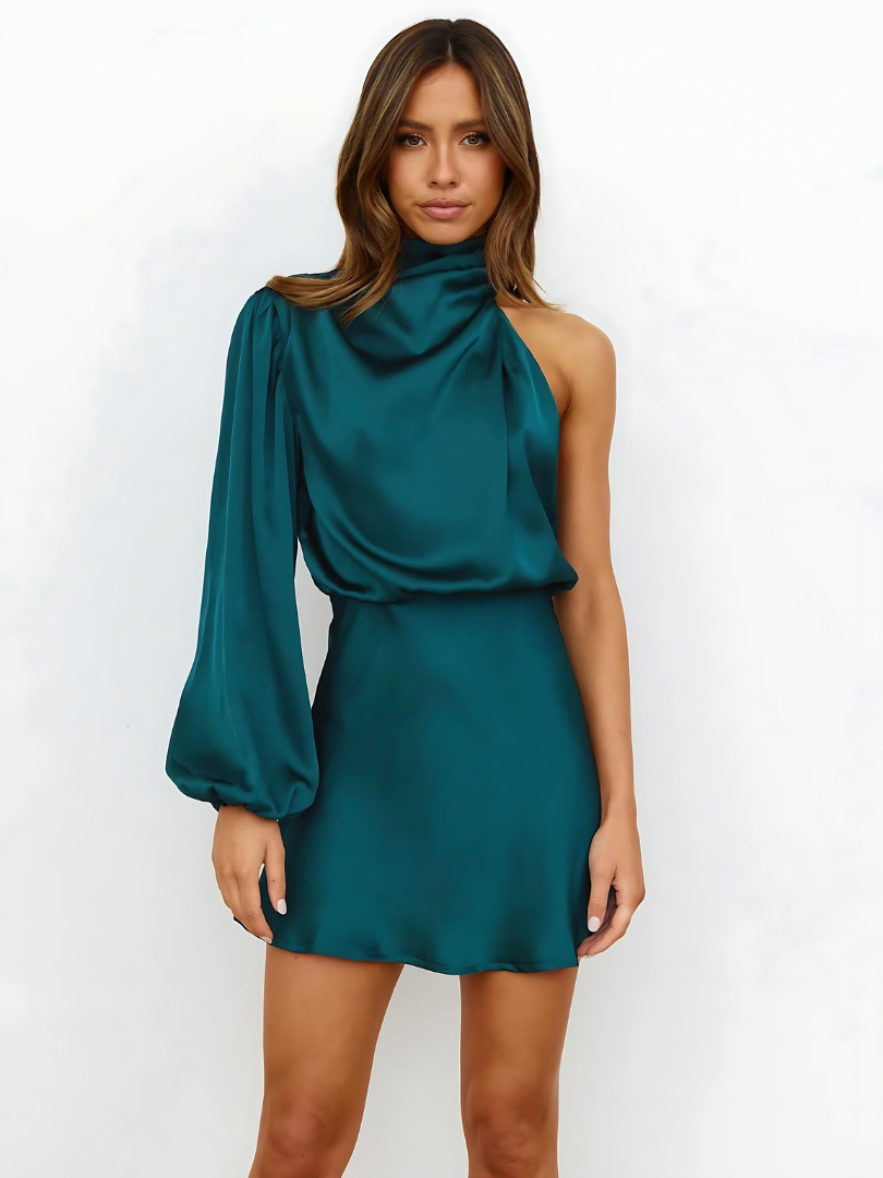 One-Shoulder Dress for Women with Asymmetrical Neckline