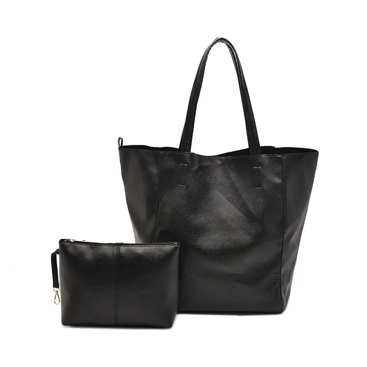 Haven – Large Vegan Cowhide Tote Bag with Pouch