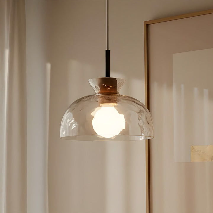 Vale Farmhouse Hammered Glass Dome Pendant Light