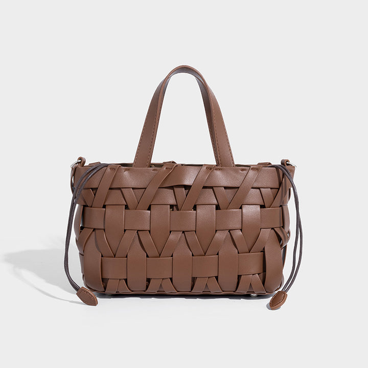 Calla – Woven Vegan Leather Shoulder Bag, Top Handle