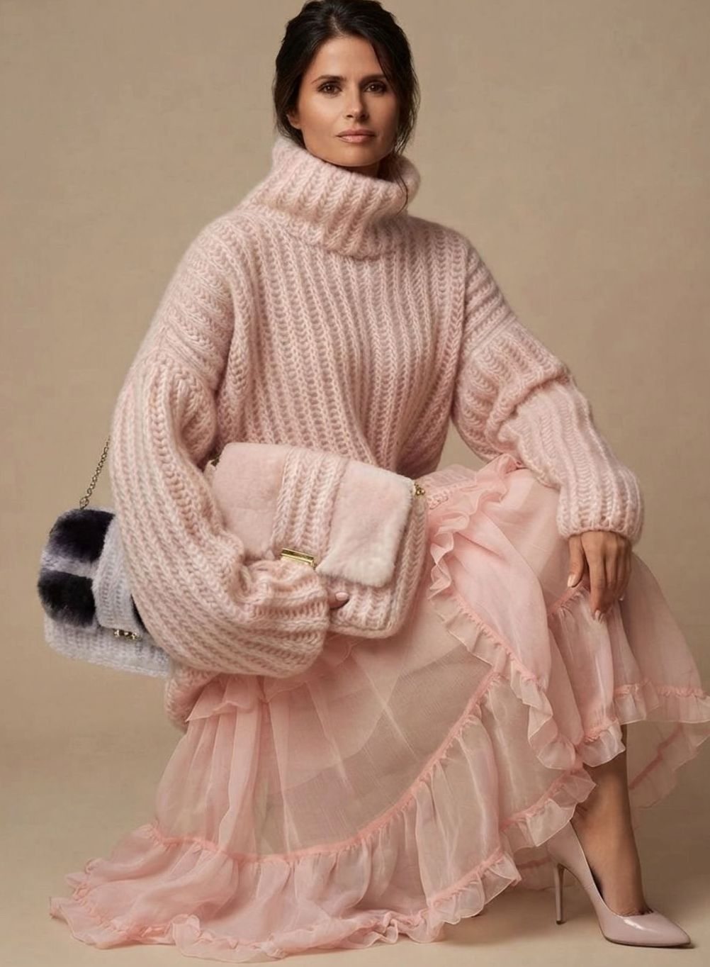 Charlotte | Womens Oversized Turtleneck Knit Sweater — Fluffy Warm in 3 Colors S–XL | Westmere