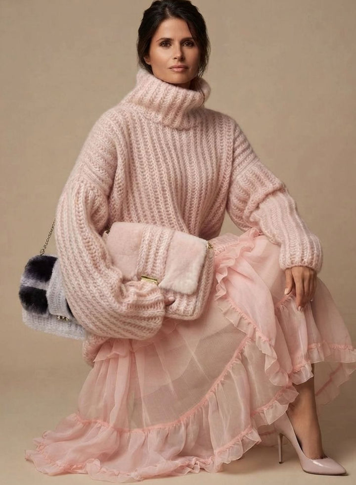 Charlotte | Womens Oversized Turtleneck Knit Sweater — Fluffy Warm in 3 Colors S–XL | Westmere