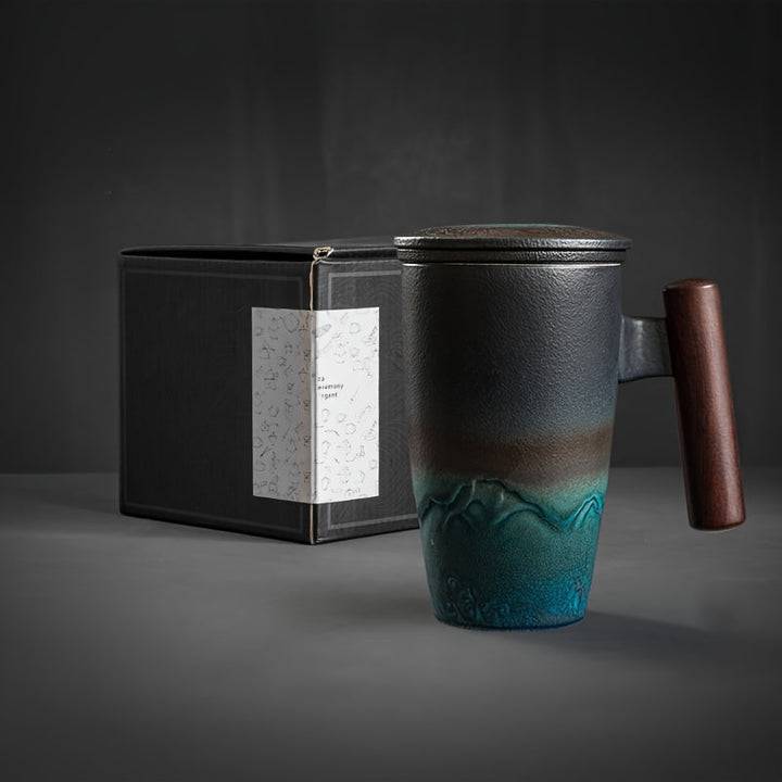 Handmade Ceramic Tea Mug with Strainer – Authentic Design and Practical Use