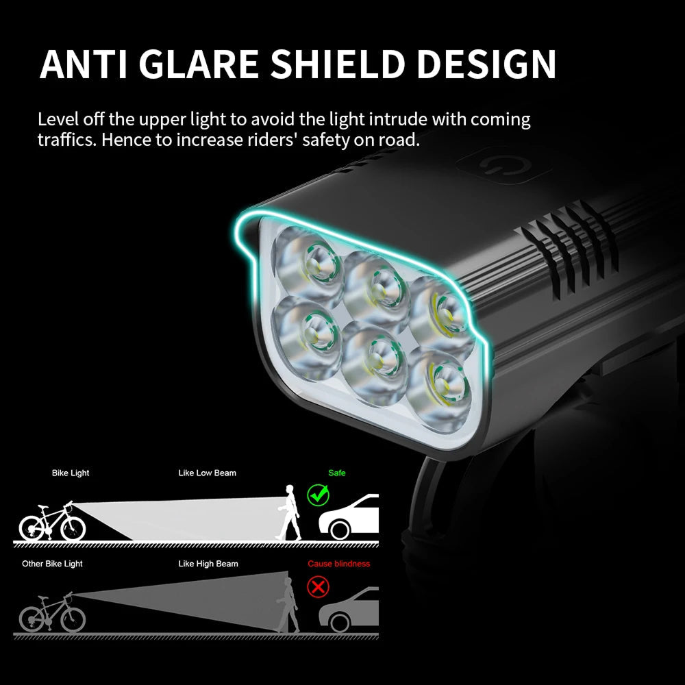 High-Power LED Bike Light with Power Bank - 300M Beam, 10-Hour Battery