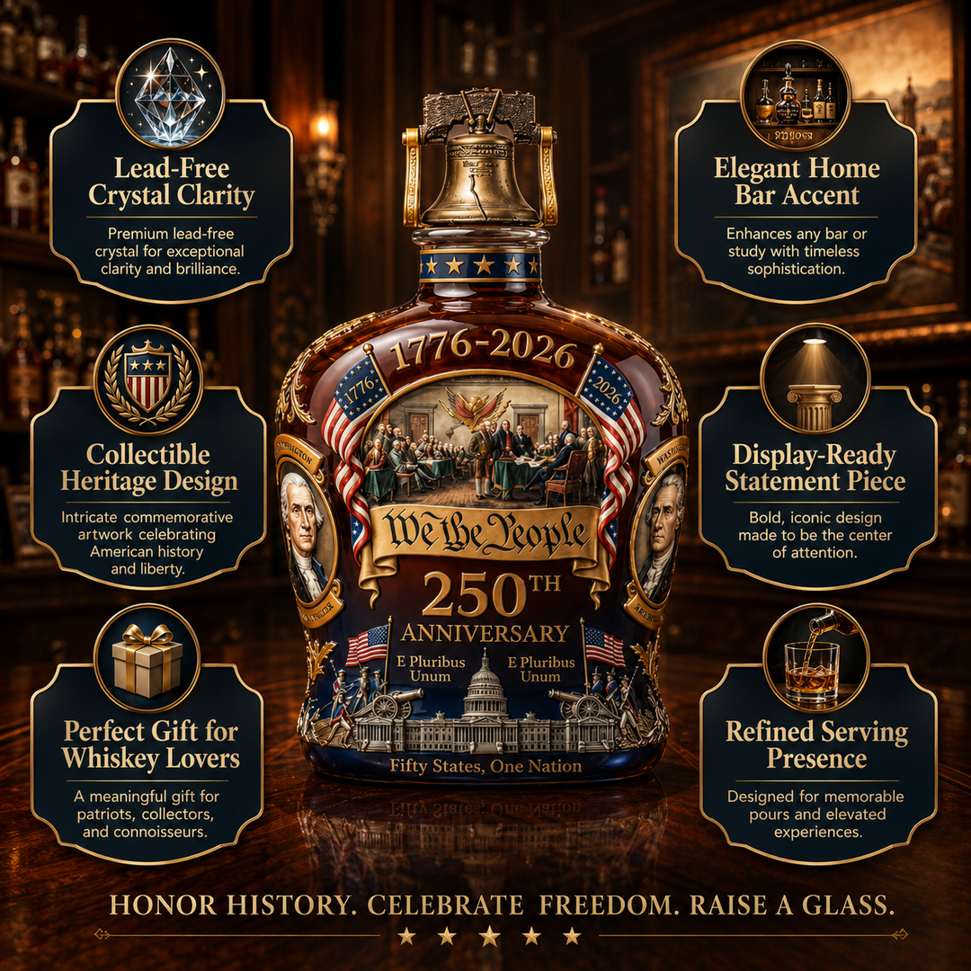 Premium Lead Crystal Whiskey Decanter Set with Stopper and Serving Glasses