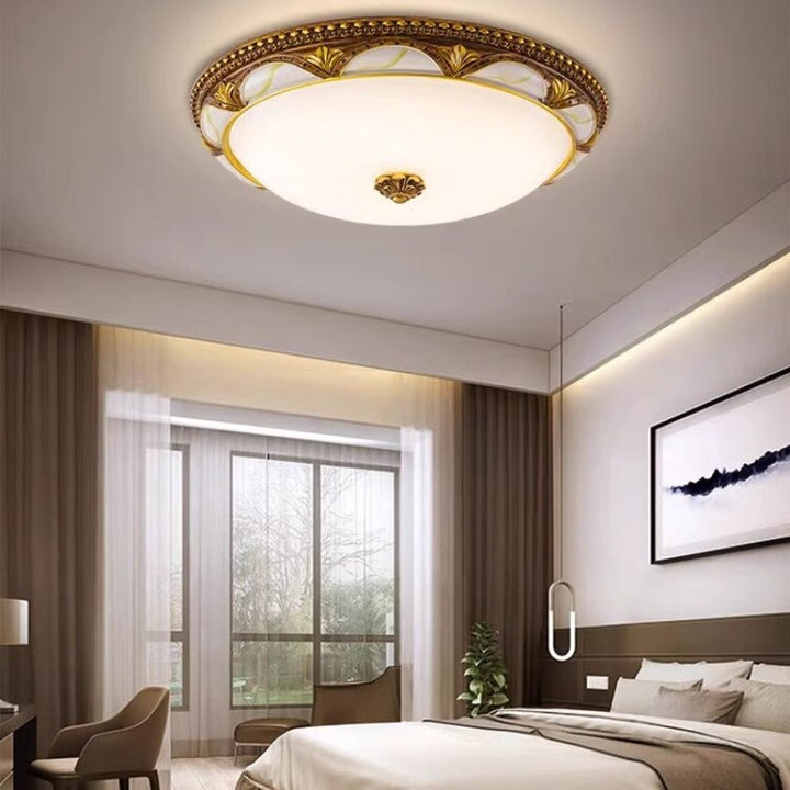 Epoch Floral Retro Antique Brass Ceiling Lamp