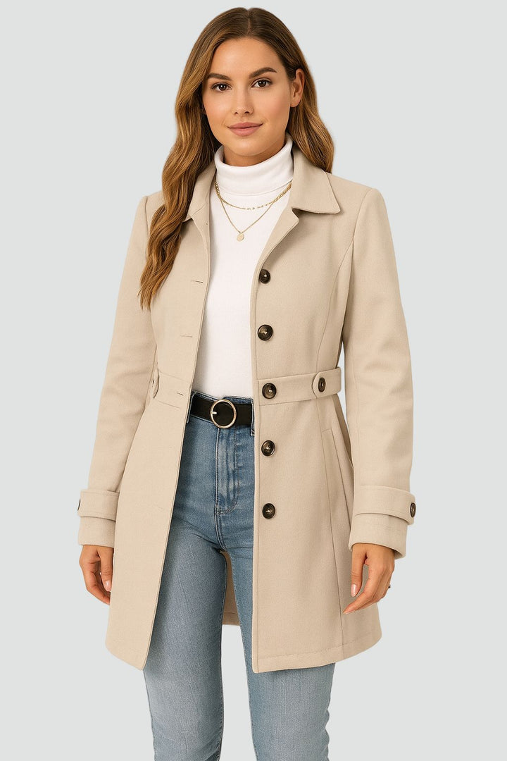 Autumn Ladies Trench Coat Belted Tailored Mid-Season