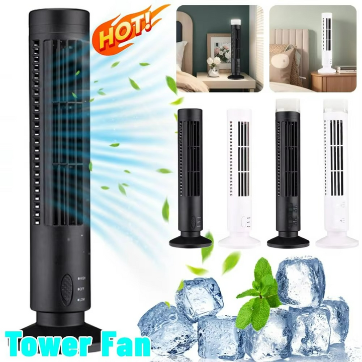 Compact Bladeless Tower Air Circulator | USB Powered Desktop Cooling