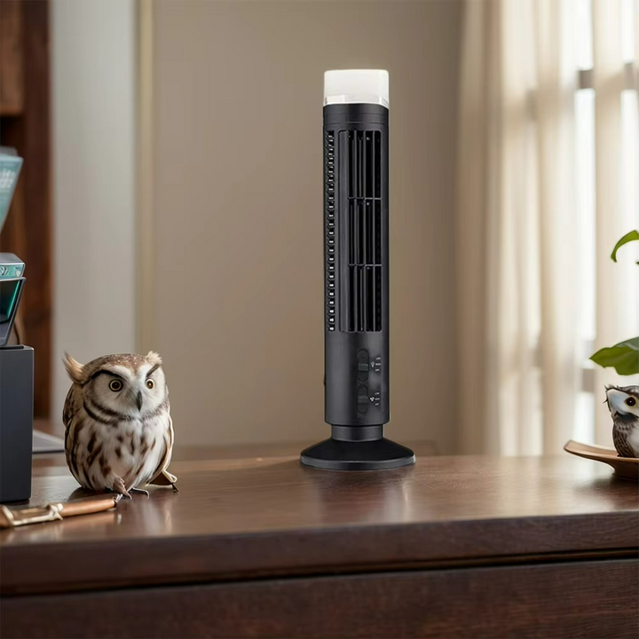 Compact Bladeless Tower Air Circulator | USB Powered Desktop Cooling