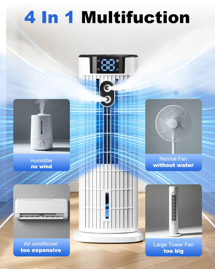 CoolComfort 4-in-1 Evaporative Air Cooler with Remote Control and Timer