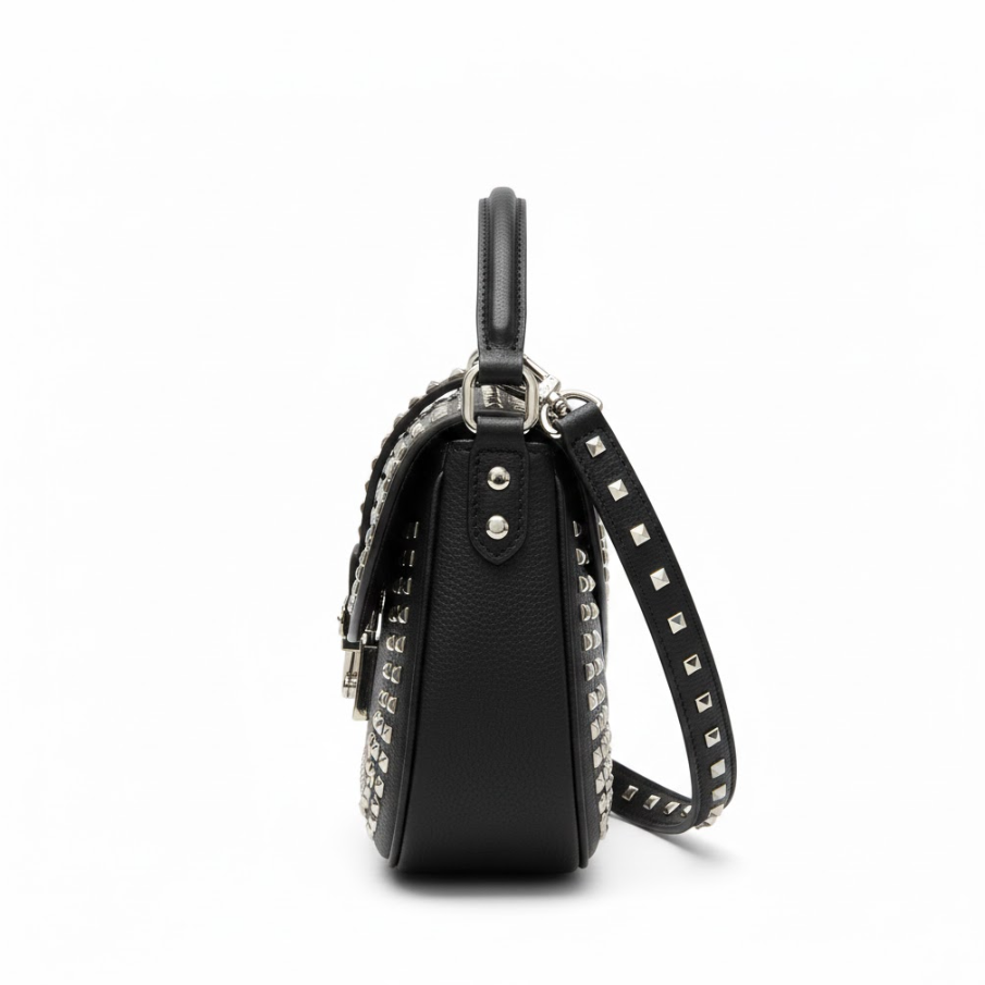 Rox – Women’s Studded Handbag with Curved Silhouette and Shoulder Strap