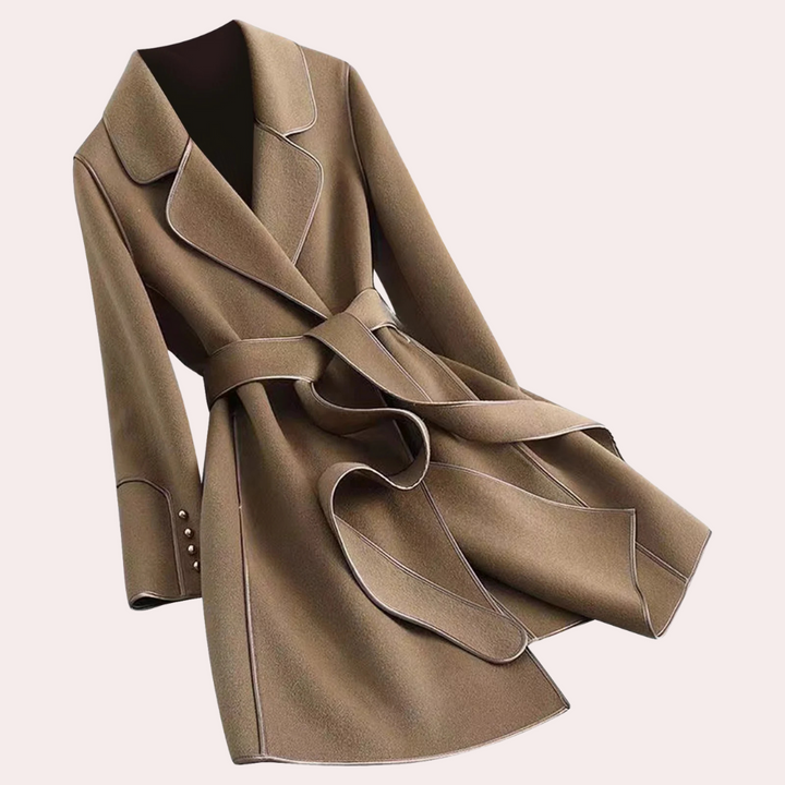 Women's Structured Waist-Tie Polyester Jacket - Formal to Casual Wear