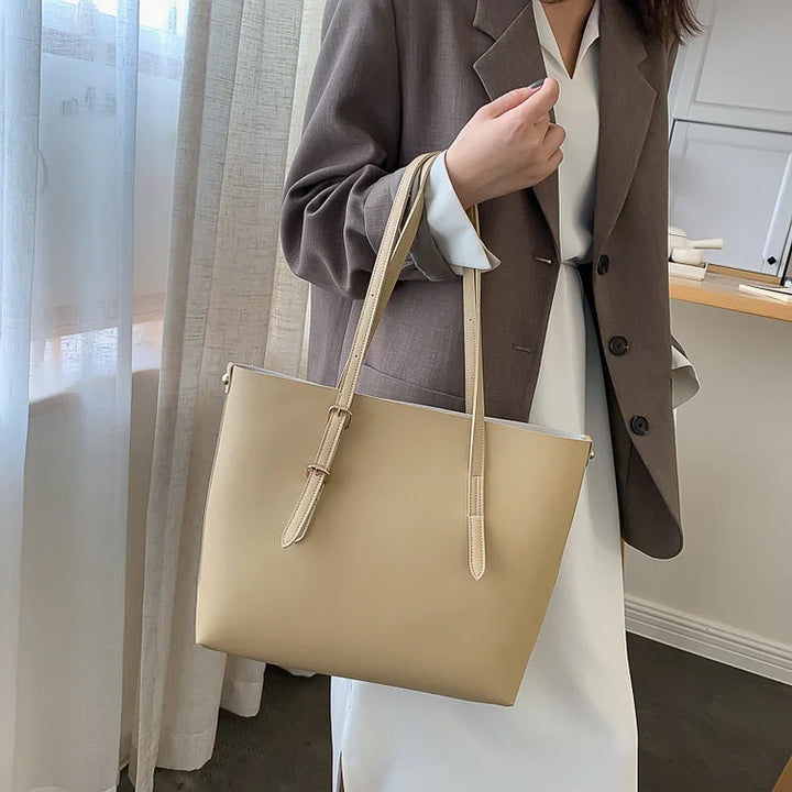 Cleo – Large Vegan Leather Tote Bag, Work Shoulder Bag
