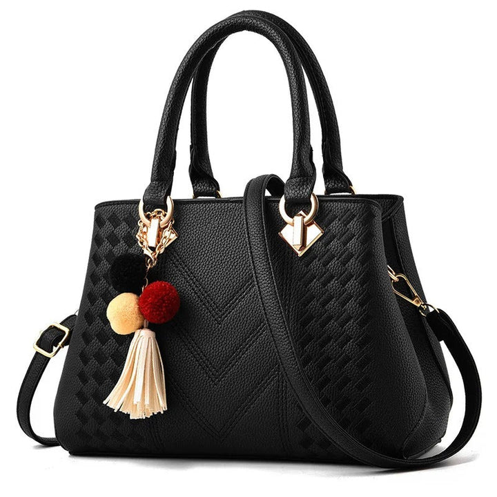 Talia – Quilted Top Handle Bag, Vegan Cowhide Shoulder Bag