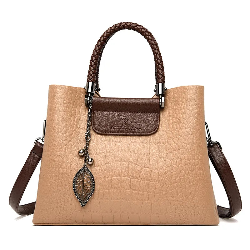Lena – Croc Embossed Top Handle Bag, Shoulder Bag