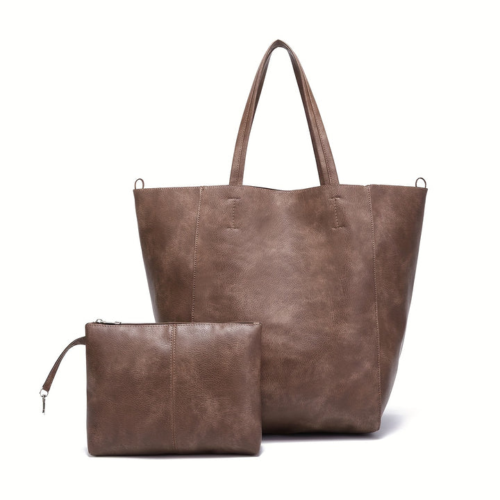 Haven – Large Vegan Cowhide Tote Bag with Pouch
