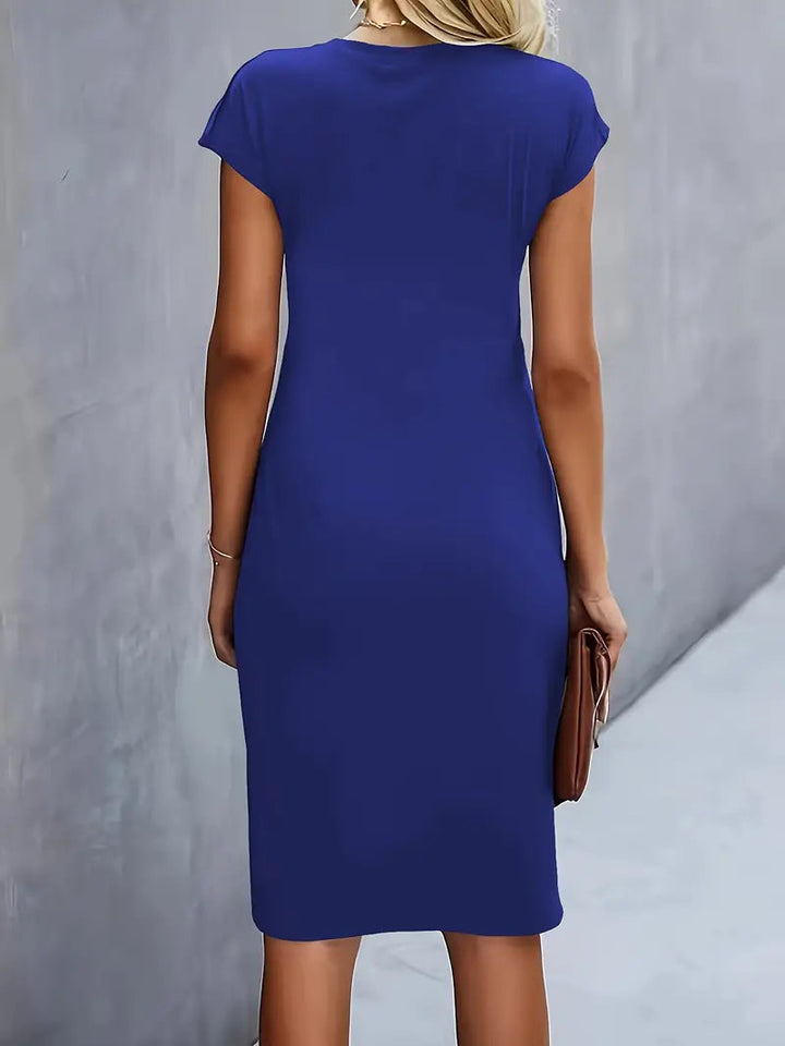 Midi Dress Women Round Neck Tailored Wedding Guest