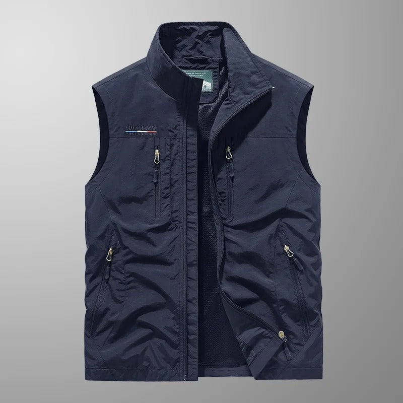 Men's Bodywarmer Zipper Stand Collar Outdoor Vest