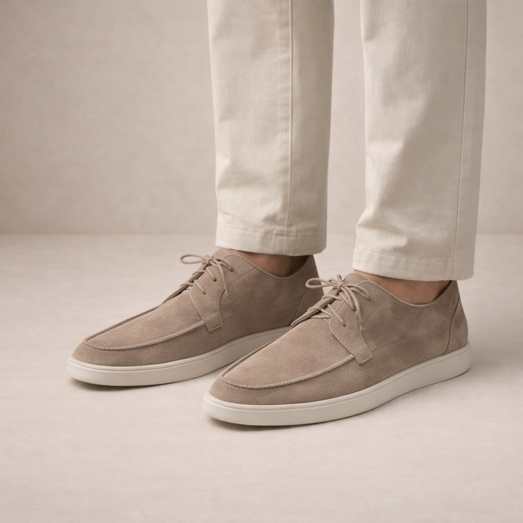 Men's Suede Loafers Regular Fit Leather Lace-Up Closed Toe