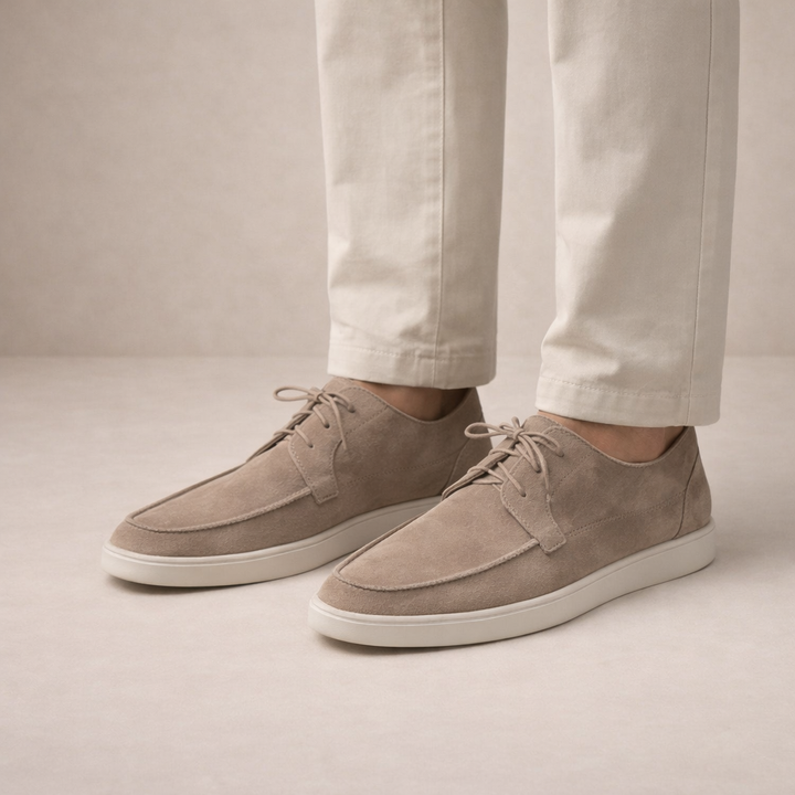 Men's Suede Loafers Regular Fit Leather Lace-Up Closed Toe