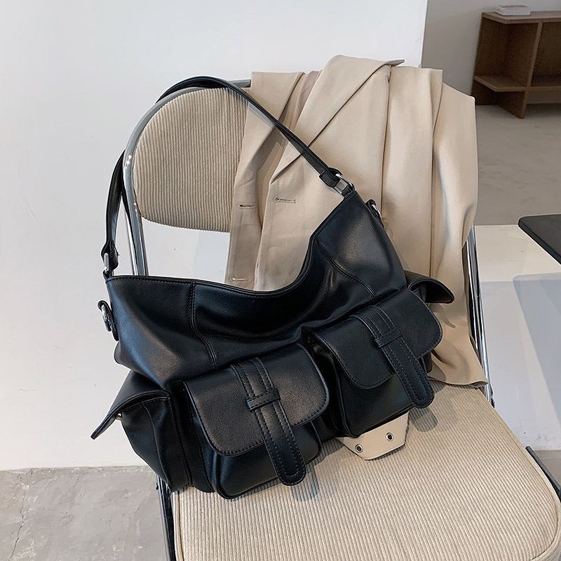 Maren – Large Vegan Cowhide Shoulder Bag, Multi-Pocket