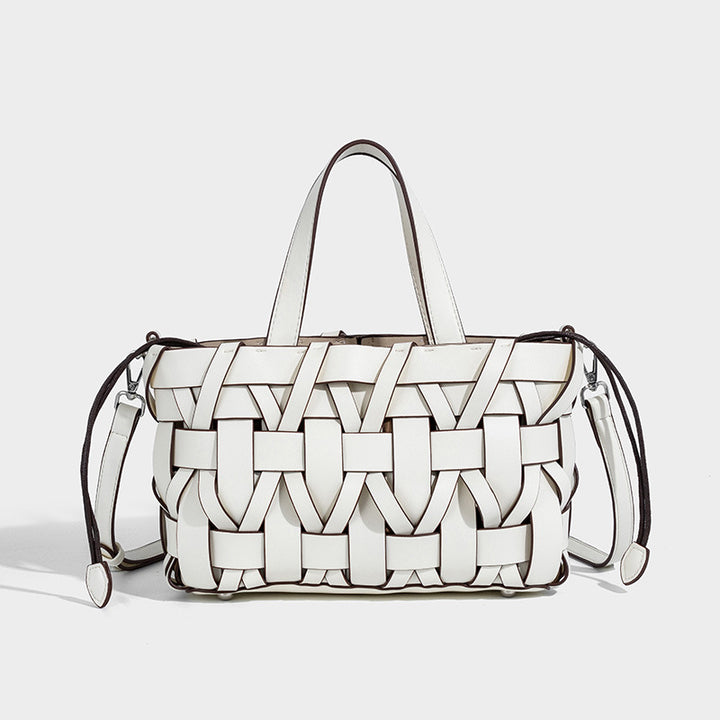 Calla – Woven Vegan Leather Shoulder Bag, Top Handle