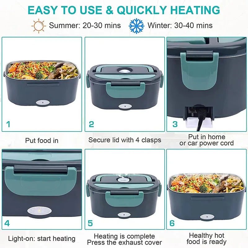 Portable Electric Meal Warmer 1.5L Leak-Proof Food Heater