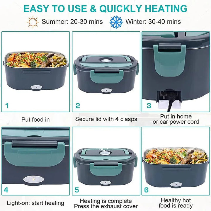 Portable Electric Meal Warmer 1.5L Leak-Proof Food Heater