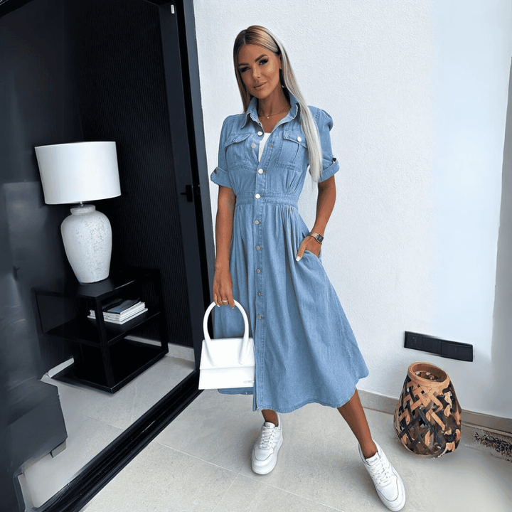 Denim Midi Dress - Stylish & Comfortable