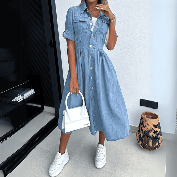 Denim Midi Dress - Stylish & Comfortable