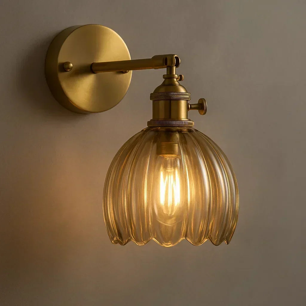 Elegant Retro Wall Lamp with Tulip Glass Design