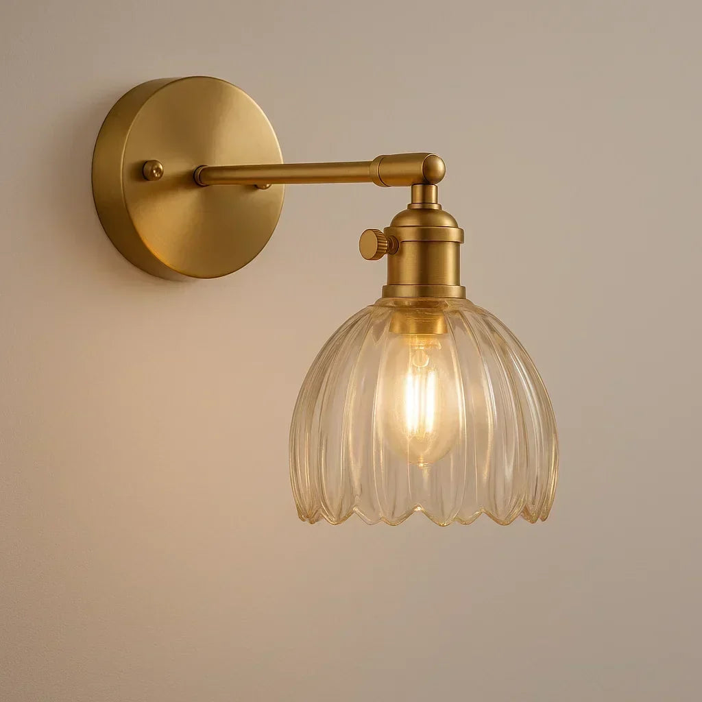 Elegant Retro Wall Lamp with Tulip Glass Design
