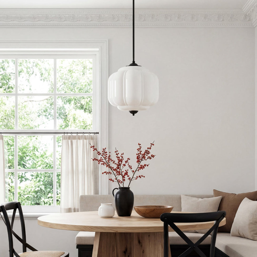 Lumi Vintage Milk Glass Oiled Brass Eloise Pendant Light