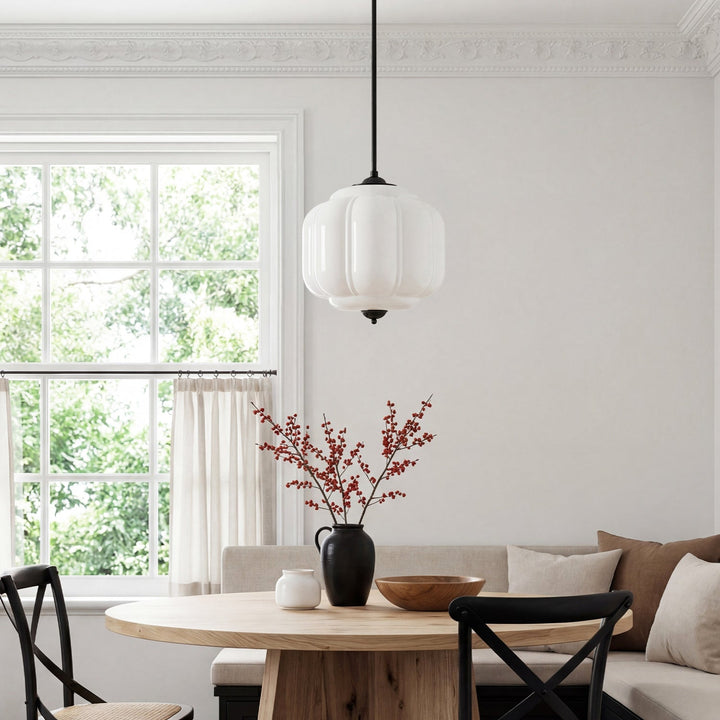 Lumi Vintage Milk Glass Oiled Brass Eloise Pendant Light