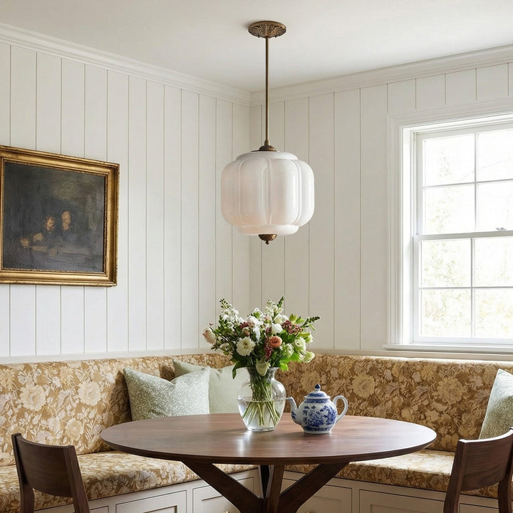 Lumi Vintage Milk Glass Oiled Brass Eloise Pendant Light